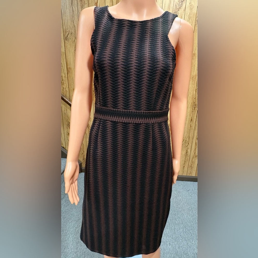 Maeve Meridian by Anthropologie Black and Brown Textured Midi Dress